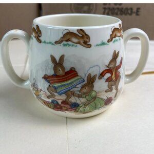Royal Doulton Bunnykins Double Handle Tea Cup Sugar Bowl Bone China Vintage